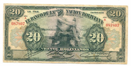 BOLIVIA 20 BOLIVIANOS 1911 SERIE A Paper Money Banknote #P10796.4 - Lokale Ausgaben