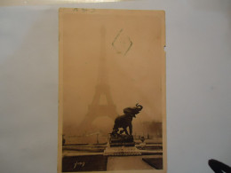 FRANCE POSTCARDS   PARIS EIFFEL AND ELEPHANTS  STATUE 1928 STAMPS - Autres & Non Classés