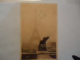 FRANCE POSTCARDS   PARIS EIFFEL AND ELEPHANTS  STATUE 1928 STAMPS - Other & Unclassified