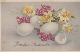 EASTER FLOWERS EGG Vintage Postcard CPA #PKE151.GB - Pasen