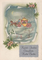 Feliz Año Navidad CABALLO Vintage Tarjeta Postal CPSM #PAS985.ES - Nieuwjaar