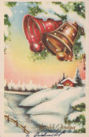 Bonne Année Noël CLOCHE Vintage Carte Postale CPSMPF #PKD515.FR - Nieuwjaar