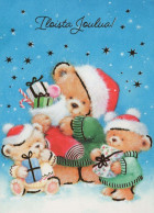 Bonne Année Noël OURS Animaux Vintage Carte Postale CPSM #PBS319.FR - New Year
