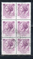 ITALIA REPUBBLICA ITALY REPUBLIC 1968 - 1976 SIRACUSANA TURRITA STELLE STARS LIRE 25 BLOCCO USATO BLOCK USED OBLITERE' - 1961-70: Gebraucht