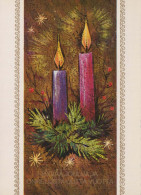 Neujahr Weihnachten KERZE Vintage Ansichtskarte Postkarte CPSM #PAZ270.DE - New Year