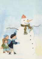 Neujahr Weihnachten SCHNEEMANN KINDER Vintage Ansichtskarte Postkarte CPSM #PAZ701.DE - New Year