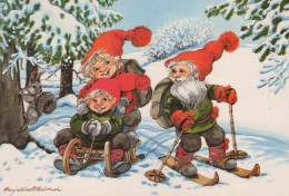 Neujahr Weihnachten GNOME Vintage Ansichtskarte Postkarte CPSM #PAW396.DE - Nouvel An