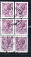 ITALIA REPUBBLICA ITALY REPUBLIC 1968 - 1976 SIRACUSANA TURRITA STELLE STARS LIRE 25 BLOCCO USATO BLOCK USED OBLITERE' - 1961-70: Afgestempeld