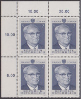 1969 , Mi 1315 ** (1) -  4er Block Postfrisch - 70. Geburtstag Von Franz Jonas - Nuovi