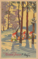Feliz Año Navidad GNOMO Vintage Tarjeta Postal CPSMPF #PKD204.ES - Neujahr