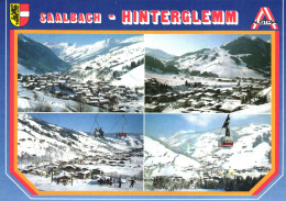 SAALBACH, HINTERGLEMM, MULTIPLE VIEWS, ARCHITECTURE, EMBLEM, MOUNTAIN, CABLE CAR, SKI LIFT, AUSTRIA, POSTCARD - Saalbach