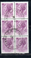 ITALIA REPUBBLICA ITALY REPUBLIC 1968 - 1976 SIRACUSANA TURRITA STELLE STARS LIRE 25 BLOCCO USATO BLOCK USED OBLITERE' - 1961-70: Afgestempeld