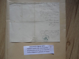 VIEUX PAPIERS - DOCUMENT ORIGINAL 1872 : Pétition - Lois Sur La Scolarité - Ecole Gratuite Et Laïque - Plessis L'Echelle - Documents Historiques