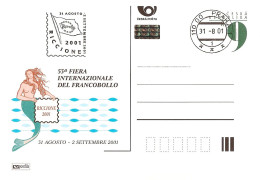 CDV A 73 Czech Republic Riccione Stamp Exhibition 2001 Mermaid - Cartes Postales
