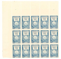 Yvert 771 - Unesco  - Bloc De 15 Timbres Neufs Sans Traces De Charnières - Bord De Feuille - Unused Stamps