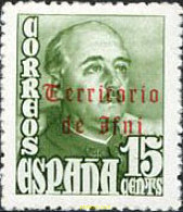 216224 MNH IFNI 1948 MOTIVOS VARIOS. SELLOS DE ESPAÑA DE 1938-1949 SOBREIMPRESOS - Ifni