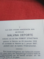 Doodsprentje Malvina Deporte / Hamme 28/12/1906 -2/1/1987 ( Robert Straetman ) - Godsdienst & Esoterisme