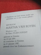 Doodsprentje Martha Van Royen / Hamme 23/7/1894 - 21/1/1987 ( Julien Dupont ) - Religion & Esotérisme