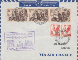 France Lettre 1er Vol France - Indochine 1948 - 1921-1960: Moderne