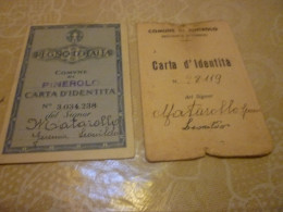 B853  2 Carte D'identita' Comune Di Pinerolo Presenza Alcuni Strappi E Segni Del Tempo - Non Classés