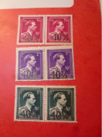 Belgique N° 724 Neuf ** Leopold III Avec Surcharge  -10% Paire 2F 1F50 5F - 1946 -10 %