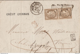 PIECE D'AMATEUR RARISSIME COMBINAISON PD ROUGE + PD NOIR Paire N°57 LETTRE Pour VIENNE (Autri.) LUXE - 1871-1875 Ceres