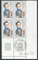 TAAF - N°151  - JEAN RENE QUOY - 4 BLOCS DE 4 - COIN DATE 24.8.89  OBLITERES EN MARGE - Used Stamps