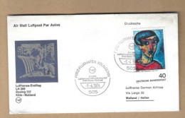 Los Vom 23.05   Luftpost- Briefumschlag Aus Köln Nach Mailand 1974 - Brieven En Documenten