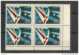 India - 1973 - Air India - 25th Anniv Of International Service. - MNH - Block Of 4.  ( Aeroplane ) ( OL 20/05/2013 ) - Ongebruikt