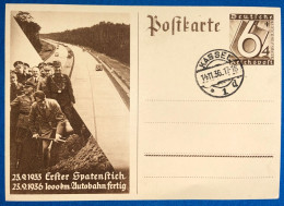 Ansichtskarte Ganzsache Erster Spatenstich 23.9.1933 Hitler Postkarte Deutsche Reichspost - War 1939-45