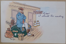 FANTAISIE CPA CARTE POSTALE ANCIENNE ILLUSTRATEUR RENE BULL DEAR I SHALL BE WAITING THE ELLANBEE HUMOROUS SERIE 128 - Other & Unclassified