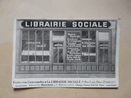 RARE - CARTE POSTALE PUBLICITAIRE : LIBRAIRIE SOCIALE - Rue Louis-Blanc, PARIS - Advertising