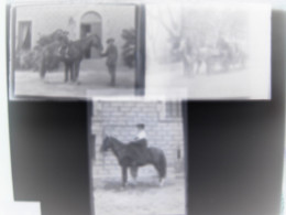 Lot 3 Photo Photographie NEGATIF Plaque Verre CALECHE ENFANTS SUR CHEVAL - Glass Slides