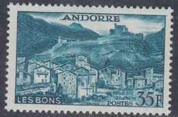 Andorre N°  150A  XX  Paysages De La Principauté, Partie De Série :  35 F. Bleu Vif Sans Charnière, TB - Unused Stamps