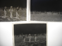 Lot 3 Photo Photographie NEGATIF Plaque Verre TRAVAUX Dans CHAMPS Avec 6 BOEUFS - Glasplaten