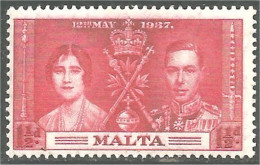 XW01-2375 Malta 1937 Coronation Couronnement MH * Neuf Charnière Légère - Malte (...-1964)