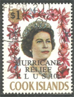 XW01-2280 Iles Cook Queen Elizabeth Reine Hurricane Relief Surcharge Secours Ouragan - Familias Reales