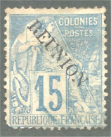 XW01-2268 Réunion 15f Bleu Surcharge1891 - Usados