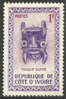 XW01-2822 Cote D'Ivoire Masque Guéré Mask Sans Gomme - Costumes