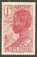 XW01-2650 Cote Ivoire 1c Femme Baoulé Woman Hairdress Coiffure Sans Gomme - Used Stamps