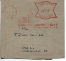 Böhmen Und Mähren Absenderfreistempel Prag1 Streifband 40 H. Böhmische Escompte-Bank 15.9.42 - Brieven En Documenten