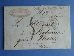 FRANCE  LETTRE FERROVIAIRE 1852  PARIS A GUISE AISNE    +FACTURE   + AFF. INTERESSANT+DP12 - 1849-1876: Klassik