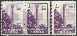 Turkey: 1963 Regular Issue Stamp 1 K. ERROR "Shifted Print (Pair)" - Used Stamps