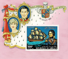 DJIBOUTI 1981 Mi BL 41A CHARLES & DIANA / ADMIRAL NELSON 175th DEATH MINT MINIATURE SHEET ** - Dschibuti (1977-...)