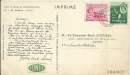 ILE MAURICE CARTE IONYL 12c PORT LOUIS POUR ARLES ( BOUCHES DU RHONE ) DE 1956  LETTRE COVER - Mauritius (...-1967)