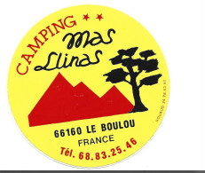 AUTOCOLLANT CAMPING MAS LLINAS LE BOULOU 66 PYRENEES ORIENTALES - Otros & Sin Clasificación