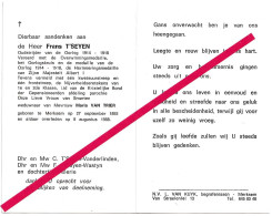 Merksem. Frans T'Seyen. °1893 - †1988. Oudstrijder 1914-1918. - Todesanzeige