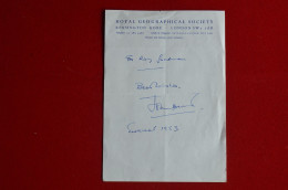 Signed John Hunt Everest 1953 Royal Geographical Society Himalaya Mountaineering Escalade  Alpiniste - Deportivo