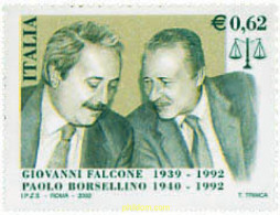 98273 MNH ITALIA 2002 10 ANIVERSARIO DEL ASESINATO DEL JUEZ FALCONE Y PAOLO BORSELLINO - ...-1850 Préphilatélie