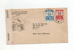 !!! CONGO BELGE, LETTRE DE SANDOA DE 1941 POUR NEW YORK AVEC CENSURE - Covers & Documents